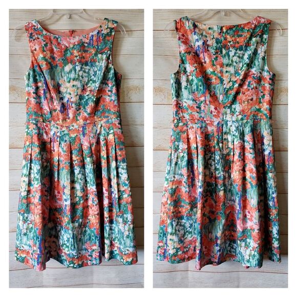 Talbots Spring/Summer Floral Sleeveless Pleated Party Dress Multi Women's 6P - Picture 1 of 11